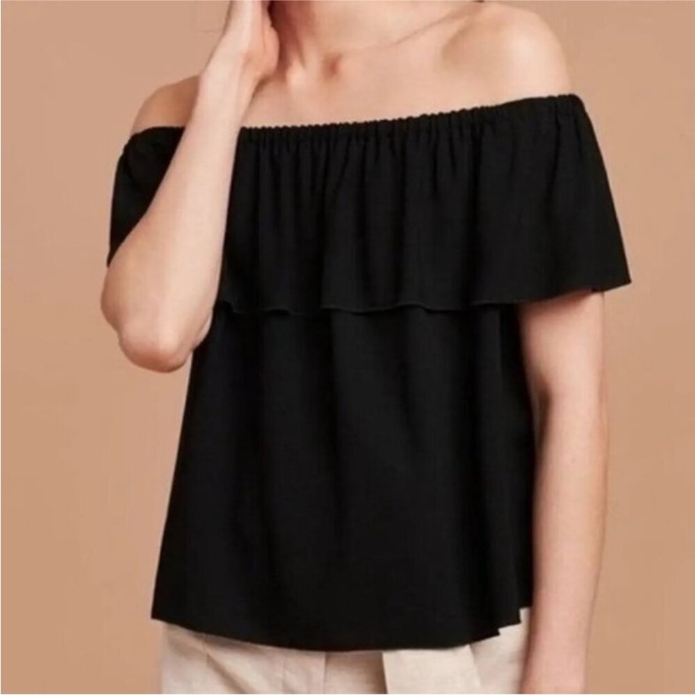 Aritzia Wilfred Promener Black Off the Shoulder Ruffle Blouse Sz XS